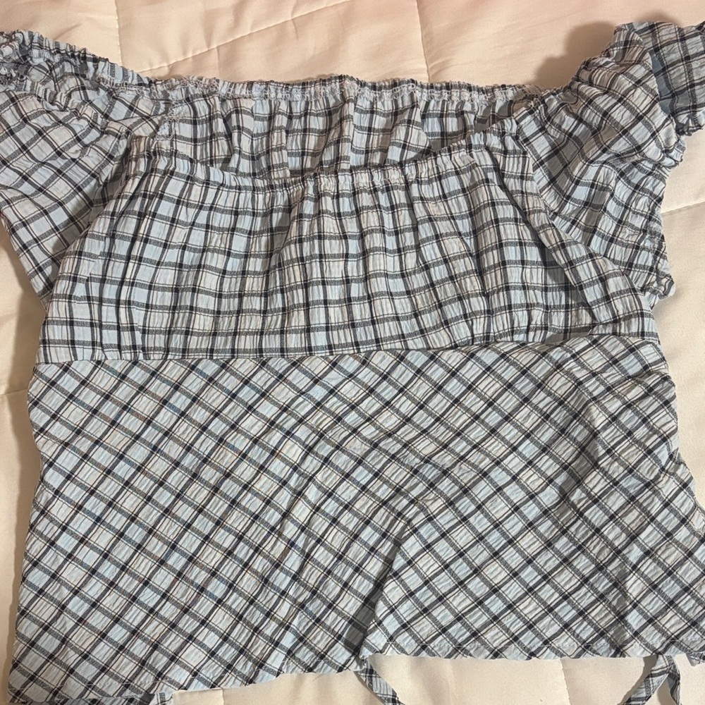 Plaid Off-Shoulder Women's Top